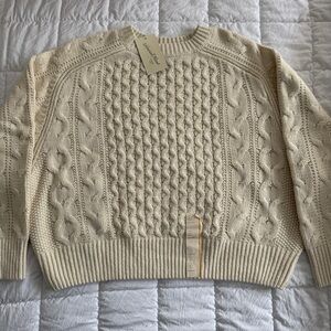 {Universal Thread} Cream Cable Knit Crewneck Sweater Oversized Relaxed Fit | S